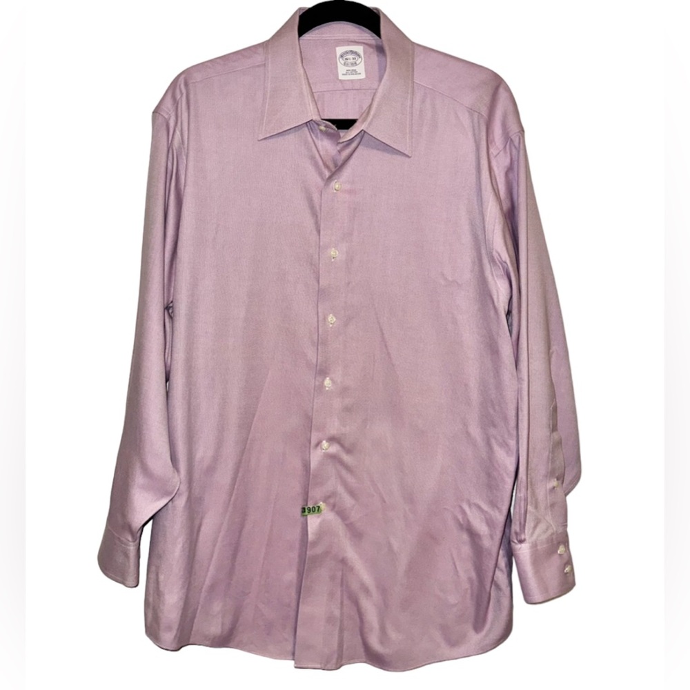 Brooks Brothers Cotton Long Sleeve Purple Pique Button Down Shirt- Size 16.5